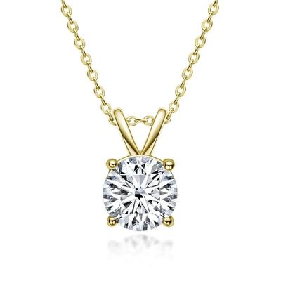 925 colgante de plata esterlina para niñas 18K oro amarillo redondo cortado regalo de piedra solitario