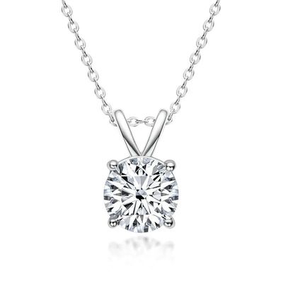 925 colgante de plata esterlina para niñas 18K oro amarillo redondo cortado regalo de piedra solitario