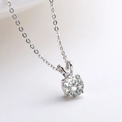 925 colgante de plata esterlina para niñas 18K oro amarillo redondo cortado regalo de piedra solitario