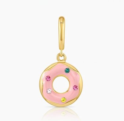 Pantalón de oro de diseño de arco iris colorido pequeño rosado en plata esterlina 925