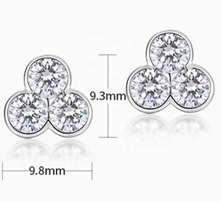 S925 Los pendientes de plata de tres piedras con recubrimiento de rodio para mujeres y niñas Joyas finas