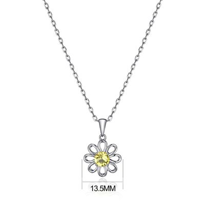 925 Pendiente de girasol de plata esterlina con joyería de cadena Diseño de zircón cúbico amarillo