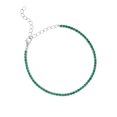 Oro blanco revestido de mayo cumpleaños Esmeralda cúbico de zircón brazalete de cadena de tenis ajustable