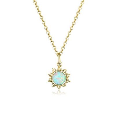 Collar de Opal de Girasol y Diamante 15MM Collar de Opal de Mujeres 45CM + 5CM