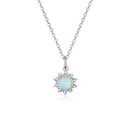 Collar de Opal de Girasol y Diamante 15MM Collar de Opal de Mujeres 45CM + 5CM