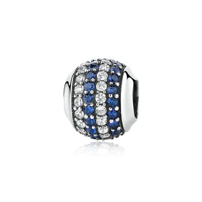 Moda Blanco y Azul CZ 925 Plata Esterlina Joyería Fabricación de Accesorios