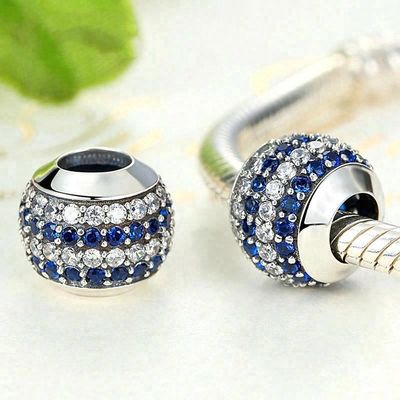 Moda Blanco y Azul CZ 925 Plata Esterlina Joyería Fabricación de Accesorios