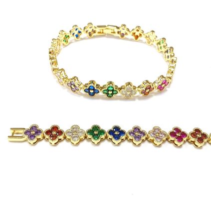 Perlas de agua dulce CZ piedras pulseras de tenis con chapa de costumbre joyería arco iris oro cobre latón para mujeres