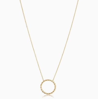 Collar con colgante de plata de ley 925 chapado en oro de 14 quilates con diseño retorcido y cadena de eslabones de 16 pulgadas de largo