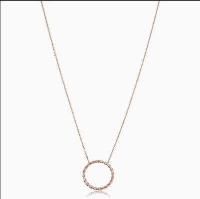 Collar con colgante de plata de ley 925 chapado en oro de 14 quilates con diseño retorcido y cadena de eslabones de 16 pulgadas de largo