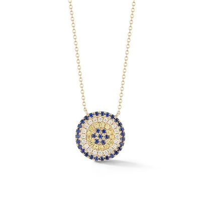 Collar azul y blanco CZ en forma de círculo 925 de plata esterlina para el aspecto impresionante de las niñas