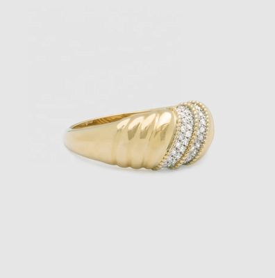 Platino Revestimiento redondo de corte brillante Anillo de cúpula de diamante para mujeres Joyería fina OEM / ODM