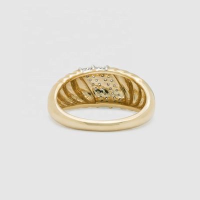 Platino Revestimiento redondo de corte brillante Anillo de cúpula de diamante para mujeres Joyería fina OEM / ODM