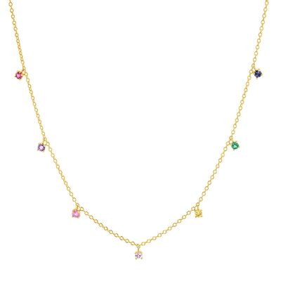 Collar de niños de plata 925 con piedra preciosa de arco iris juguetona Zircon para brillo