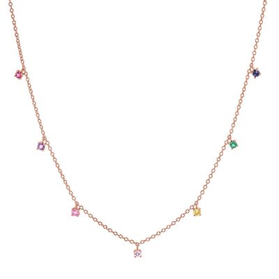 Collar de niños de plata 925 con piedra preciosa de arco iris juguetona Zircon para brillo