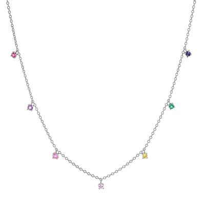 Collar de niños de plata 925 con piedra preciosa de arco iris juguetona Zircon para brillo