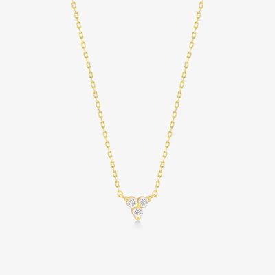 Colgante de zircón de oro de 18K. Cadena de plata trio. Collar de zircón de diamantes cúbicos.