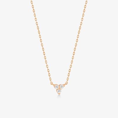 Colgante de zircón de oro de 18K. Cadena de plata trio. Collar de zircón de diamantes cúbicos.