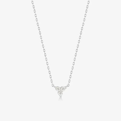 Colgante de zircón de oro de 18K. Cadena de plata trio. Collar de zircón de diamantes cúbicos.