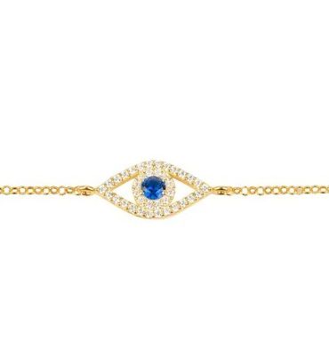 Rosado Oro Plata delgada Brazalete Blanco Azul Ojo CZ 925 Plata