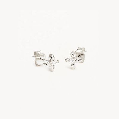 Pendientes de botón de plata de ley 925 con diseño de flor, tamaño pequeño para uso diario