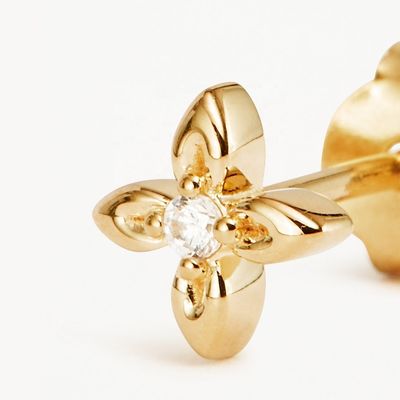 Pendientes de botón de plata de ley 925 con diseño de flor, tamaño pequeño para uso diario
