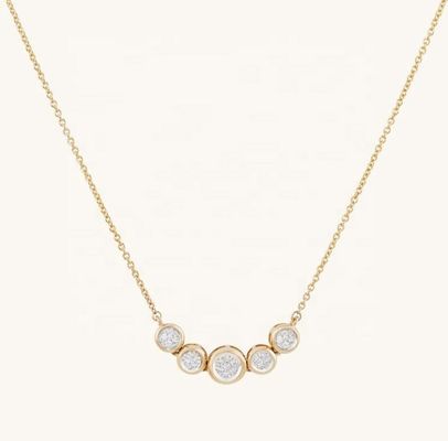 Collar de oro de rodio de 18 quilates mujer de 1,2 mm colgante de oro blanco Cz