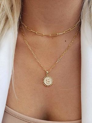 Collar apilable con colgante doble de plata de ley 925 hecho a mano con entrega en 30 días