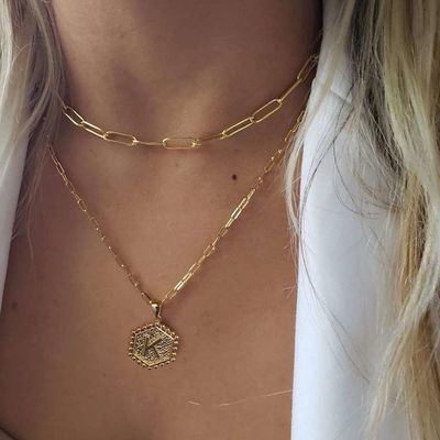 Collar apilable con colgante doble de plata de ley 925 hecho a mano con entrega en 30 días