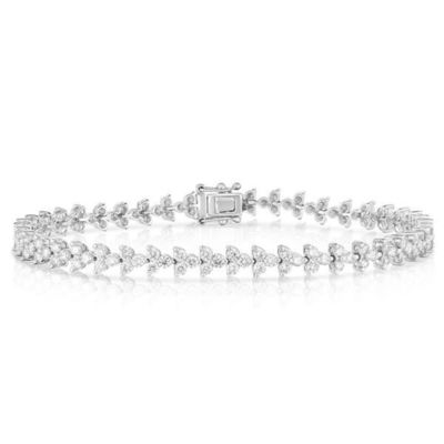 Diseñador 18K Oro 925 Plata Esterlina Flor Encanto Mujeres Pulsera de tenis con ZIRCON