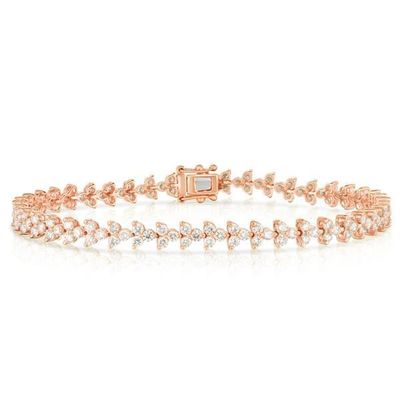 Diseñador 18K Oro 925 Plata Esterlina Flor Encanto Mujeres Pulsera de tenis con ZIRCON