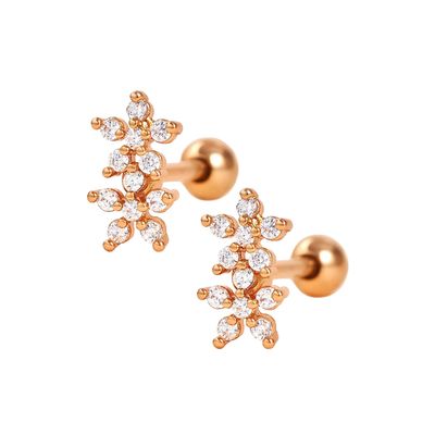Estilos clásicos de doble flor espalda de pelota espalda plana 925 pendientes de plata esterlina para niñas