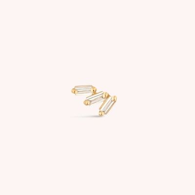 Triple blanco cúbico zircón roscado espalda plana 925 de plata esterlina aretes Express envío