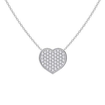 Collar de 18 pulgadas de longitud de cadena de corte redondo de diamante 925 de plata esterlina collar de cuello de corazón para mujeres