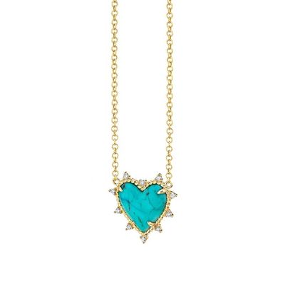 925 Cadena de plata Esterlina Joyería Diamante y corazón turquesa Collar sin cadena de perlas