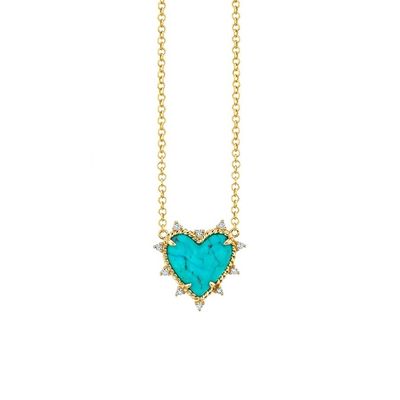 925 Cadena de plata Esterlina Joyería Diamante y corazón turquesa Collar sin cadena de perlas