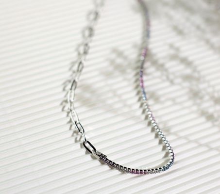 Collar de arco iris CZ Collar de tenis Brazalete y collar de cadena