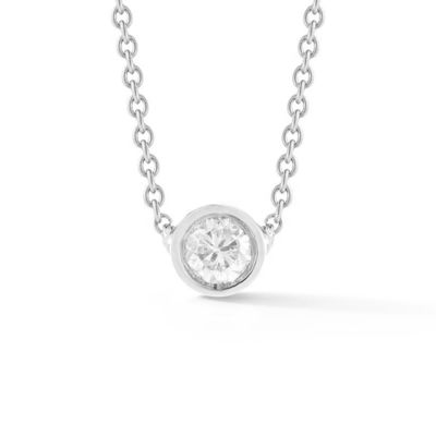 Simple 925 Solitario de plata esterlina Diamante CZ collar en 7mm/10mm/15mm Tamaños de piedra