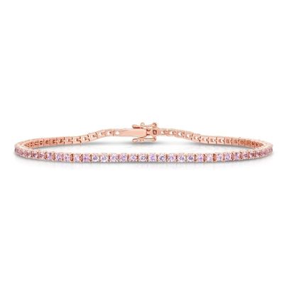 Brazalete de tenis de 925 Sterling Silver clásico de 2 mm Rosa Rosa Pave cúbico de zircón para niña