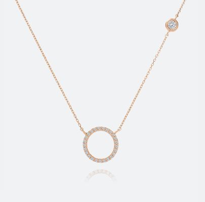 Pendiente de círculo de plata S925 dorado Collar CZ para mujeres 925 plata esterlina