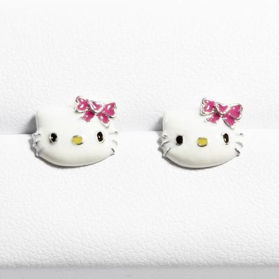 Colores de esmalte de los pendientes de Hello Kitty con oro negro y plata