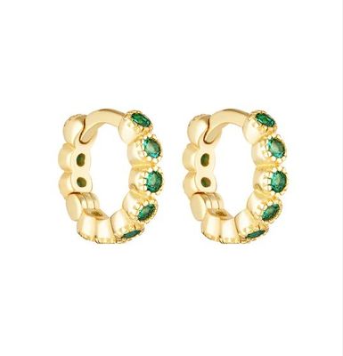 18K Oro Revestido Bebé Esmeralda CZ Huggie Aretes Para Niñas Joyería de Todos los Días