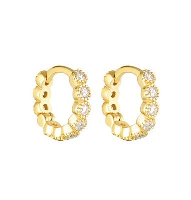 18K Oro Revestido Bebé Esmeralda CZ Huggie Aretes Para Niñas Joyería de Todos los Días