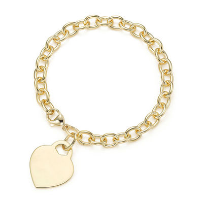 Encanto de corazón de plata de 925 esterlinas para hombres Brazalete grande para aspecto sofisticado 15x15mm