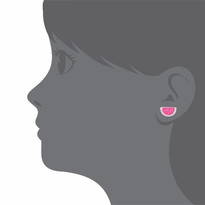 Rosado plateado y verde esmalte sandía niños tornillo atrás pendiente para regalos ocasión