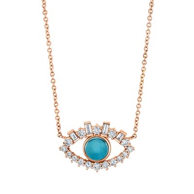 18K Oro Revestido Baguette Cúbico Zircon 925 Plata Esterlina Collar del Mal de Ojo Mujeres