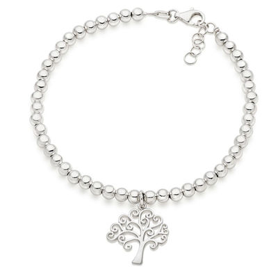 Brazalete de forma de corazón y árbol con perlas de encanto 925 de plata esterlina para brazaletes de mujer