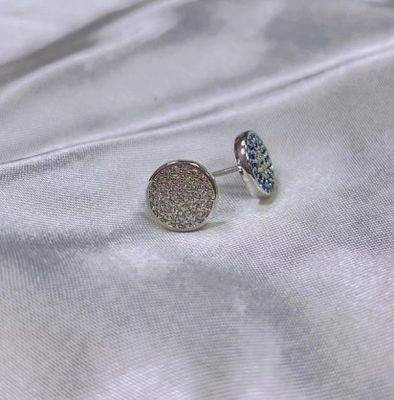 Círculo de zircón 18K Revestido de oro hecho a mano Micron Pave CZ Ojo Turkiye Diseño Stud Ahorro 925 de plata esterlina