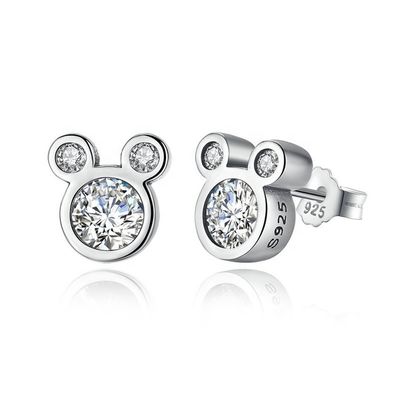 Valoración por terceros Certificado Niños Joyería 925 Sterling Silver Mouse Earrings