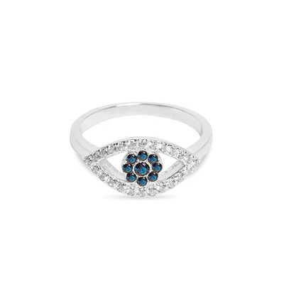 Tamaño personalizado 925 Plata Esterlina Corte Pave Incrustado Anillo de Ojo con Oro 18K